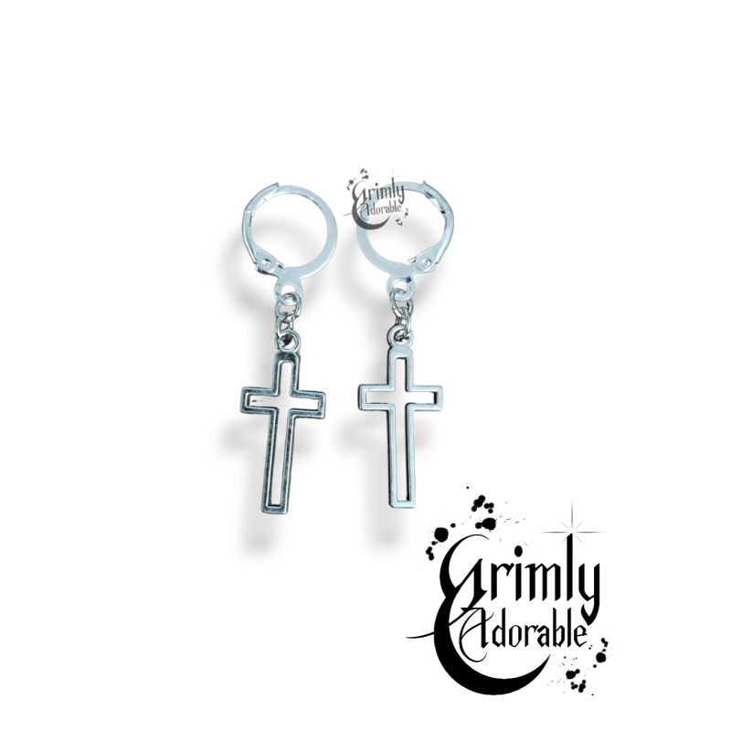 boucles d'oreilles goth croix