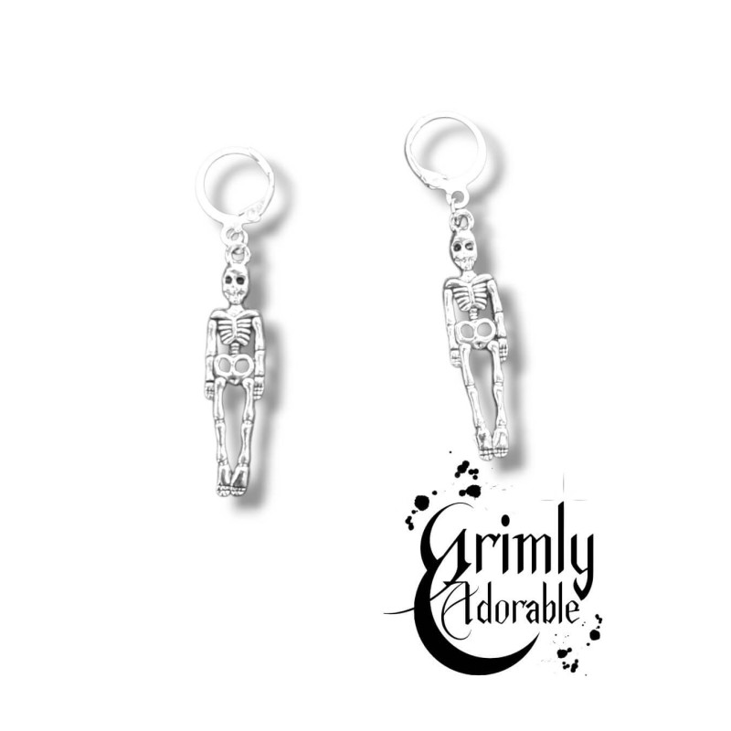 Boucle d'oreilles goth squelette