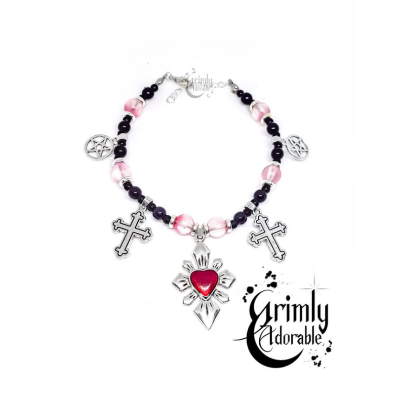 bracelet goth croix