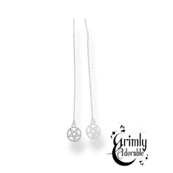 Boucle d'oreilles pentagramme goth pendante